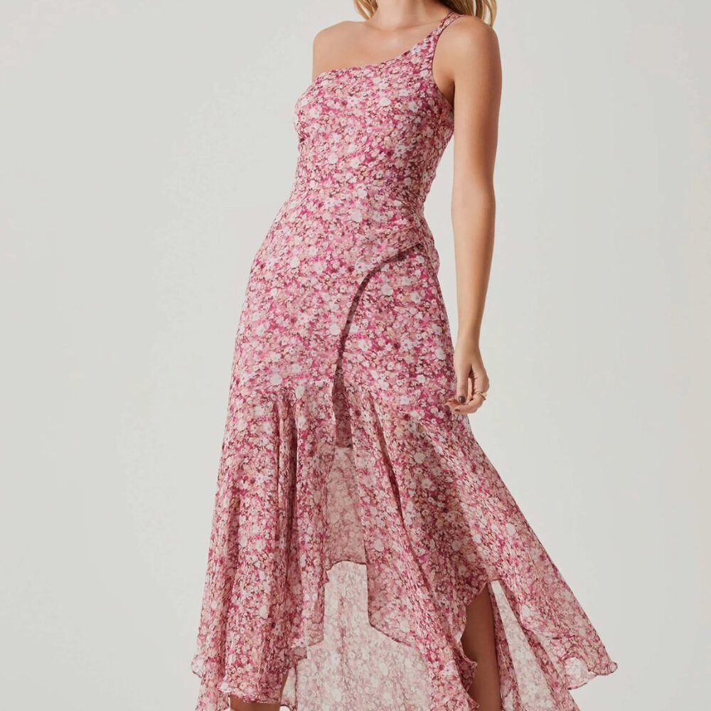 ASTR The Label MALVINA One Shoulder Floral Midi Dress